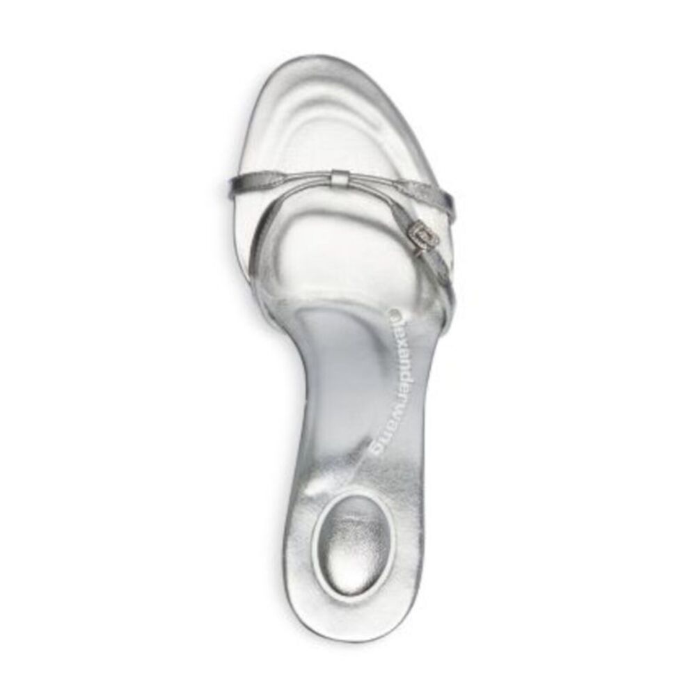 ALEXANDER WANG Womens Silver Embelished Lucienne 65 Flare Sandal 40 - Picture 3 of 3